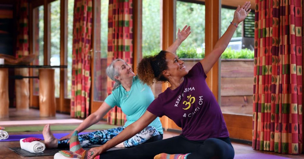 Amanda Powell (Anjali) and Anita Evans, who are both Yoga teachers in South Wales ahead of a Yoga Day Retreat in a cosy woodland chalet in Cardiff, South Wales. Picture copyright: https://www.richardwilliamsphoto.co.uk/